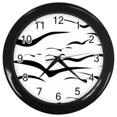 Sky Birds Flying Flock Fly Wall Clock (black) by HermanTelo