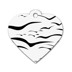 Sky Birds Flying Flock Fly Dog Tag Heart (two Sides) by HermanTelo