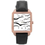 Sky Birds Flying Flock Fly Rose Gold Leather Watch  Front