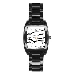 Sky Birds Flying Flock Fly Stainless Steel Barrel Watch