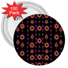 Fantasy Flowers In New Freedom 3  Buttons (100 Pack)  by pepitasart