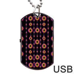 Fantasy Flowers In New Freedom Dog Tag Usb Flash (two Sides) by pepitasart