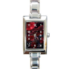 Beautiful Red Roses Rectangle Italian Charm Watch by FantasyWorld7