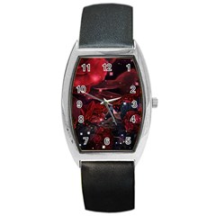 Beautiful Red Roses Barrel Style Metal Watch by FantasyWorld7