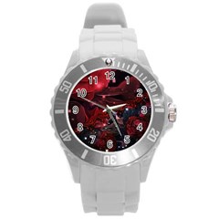 Beautiful Red Roses Round Plastic Sport Watch (l) by FantasyWorld7