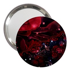 Beautiful Red Roses 3  Handbag Mirrors by FantasyWorld7