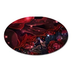 Beautiful Red Roses Oval Magnet by FantasyWorld7