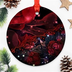 Beautiful Red Roses Round Ornament (two Sides) by FantasyWorld7