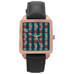 Pattern Texture Plaid Rose Gold Leather Watch  by Mariart