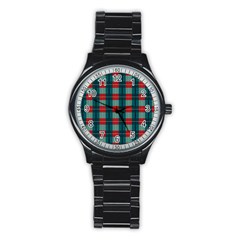 Pattern Texture Plaid Stainless Steel Round Watch by Mariart