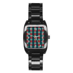 Pattern Texture Plaid Stainless Steel Barrel Watch by Mariart