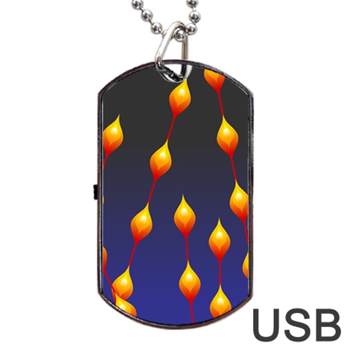 Flower Buds Floral Night Dog Tag USB Flash (Two Sides)