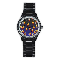 Flower Buds Floral Night Stainless Steel Round Watch