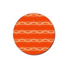 Pattern Orange Rubber Round Coaster (4 Pack) 