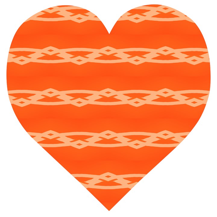 Pattern Orange Wooden Puzzle Heart