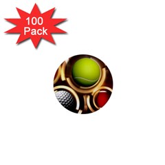 Sport Ball Tennis Golf Football 1  Mini Buttons (100 Pack)  by HermanTelo