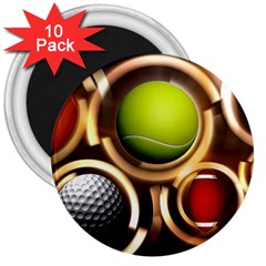 Sport Ball Tennis Golf Football 3  Magnets (10 Pack)  by HermanTelo