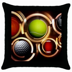 Sport Ball Tennis Golf Football Throw Pillow Case (black)