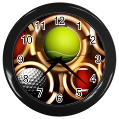 Sport Ball Tennis Golf Football Wall Clock (black) by HermanTelo