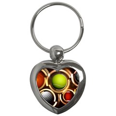 Sport Ball Tennis Golf Football Key Chain (heart)