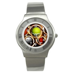 Sport Ball Tennis Golf Football Stainless Steel Watch by HermanTelo