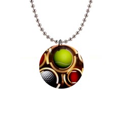 Sport Ball Tennis Golf Football 1  Button Necklace by HermanTelo