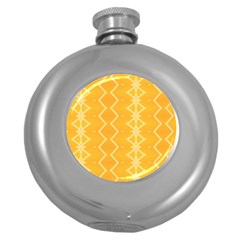 Pattern Yellow Round Hip Flask (5 Oz)