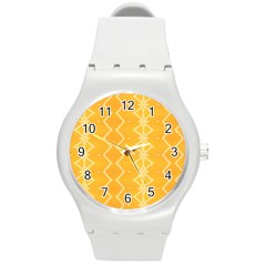 Pattern Yellow Round Plastic Sport Watch (m)