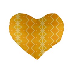 Pattern Yellow Standard 16  Premium Heart Shape Cushions