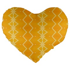 Pattern Yellow Large 19  Premium Heart Shape Cushions