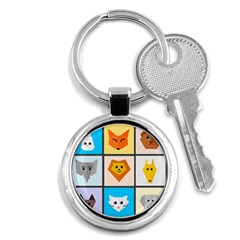 Animals Cute Flat Cute Animals Key Chain (round) by HermanTelo