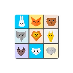 Animals Cute Flat Cute Animals Square Magnet by HermanTelo