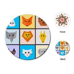 Animals Cute Flat Cute Animals Playing Cards Single Design (round)