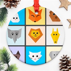 Animals Cute Flat Cute Animals Round Ornament (two Sides) by HermanTelo