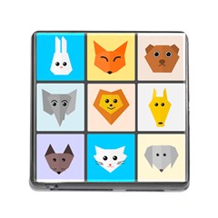 Animals Cute Flat Cute Animals Memory Card Reader (square 5 Slot)