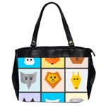 Animals Cute Flat Cute Animals Oversize Office Handbag (2 Sides) Front