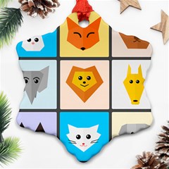 Animals Cute Flat Cute Animals Ornament (snowflake)