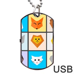 Animals Cute Flat Cute Animals Dog Tag Usb Flash (two Sides) by HermanTelo