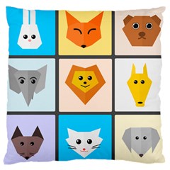 Animals Cute Flat Cute Animals Large Cushion Case (one Side)