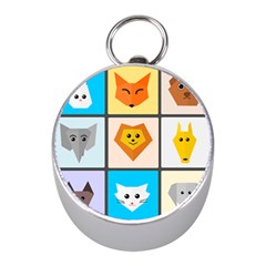 Animals Cute Flat Cute Animals Mini Silver Compasses