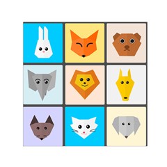 Animals Cute Flat Cute Animals Small Satin Scarf (square)