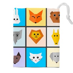 Animals Cute Flat Cute Animals Drawstring Pouch (4xl)