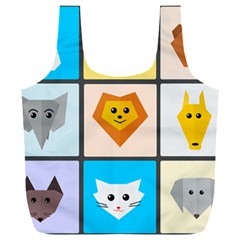 Animals Cute Flat Cute Animals Full Print Recycle Bag (xxl)