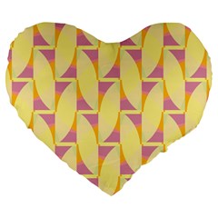 Yellow Pink Large 19  Premium Flano Heart Shape Cushions