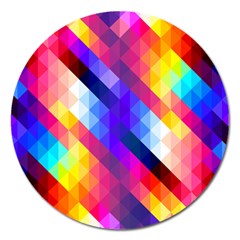 Abstract Blue Background Colorful Pattern Magnet 5  (round) by HermanTelo