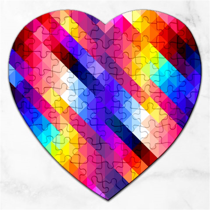 Abstract Blue Background Colorful Pattern Jigsaw Puzzle (Heart)