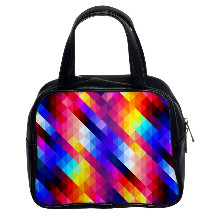 Abstract Blue Background Colorful Pattern Classic Handbag (Two Sides)