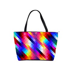 Abstract Blue Background Colorful Pattern Classic Shoulder Handbag by HermanTelo