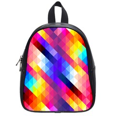 Abstract Blue Background Colorful Pattern School Bag (small)