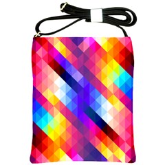 Abstract Blue Background Colorful Pattern Shoulder Sling Bag